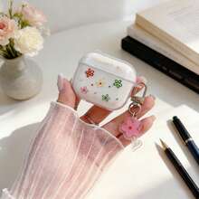 Floral Design Transparent Earphone Case, Protective Shockproof Cover Suitable Compatible With Apple Bluetooth Earphones - Clear - View 3