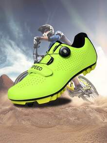 Giày đi xe đạp địa hình nam, giày thể thao bốn mùa, giày đạp xe địa hình đế cứng chống mài mòn, giày MTB có kẹp, giày đua xe đạp đường trường, giày xe đạp địa hình nam, giày MTB - Xanh huỳnh quang - Xem 5