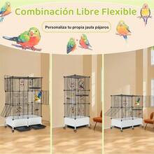 Jaulas Para Aves, Jaulas Grandes Para Pájaros Móvil Jaula Para Aves Pequeñas, Juguetes Para Pájaros, Móvil De Metal Para Pájaros, Para Loros, Para Cañarios, 75x39x120cm - Unitalla - Ver 4
