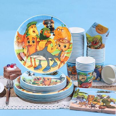 10 pezzi/20 pezzi/50 pezzi/80 pezzi, Articoli per feste a tema Brainrot Tralala, inclusi piatti di carta da 7 pollici e 9 pollici, tovaglioli di carta e bicchieri da 9 once - Piatti per feste a tema compleanno Brainrot cartoni animati TungTung Tung Sahur, inclusi piatti da portata, tovaglioli di carta, bicchieri, decorazioni per eventi, adatti per campeggio, picnic, feste in cortile, bar