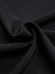 男士开斋节刺绣长袍 男士纯色套头衫 男士传统长袍（带口袋） - 黑色 - 查看 6