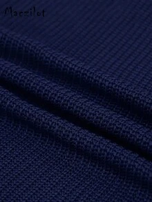 Plus Size European & American Style Comfortable Elegant Solid Color Sleeveless Knit Top- Fashionable Autumn/Winter - Navy Blue - View 6