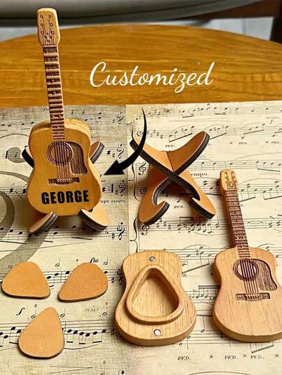 Personalized Wooden Guitar Pick Box, Customized Guitar Pick Storage Box, Gift For Guitarists, Father's Day, Christmas Gift (Guitar Picks Not Included) Multi-Functional, Exquisitely Carved, Fashionable And Elegant, Retro Minimalist, Personalized Custom Art Craft, Collectible Discovery, Winter Fashion, Christmas Gift, Ideal Gift For Male And Female Friends