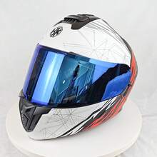 Futuristic Geometric Pattern Flip-Up Motorcycle Helmet, Dual Lens Anti-UV Anti-Fog, Street Fashion Bike Helmet, Personalized Flame Graphic, Ventilated - Flame - View 20