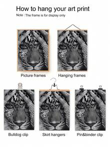【2D平面】豹纹闪亮海报，豹纹闪光帆布画，复古墙面装饰艺术画，现代墙面艺术品，适合送礼，家居宿舍装饰，适用于卧室、客厅，单幅无框，2D平面设计，2D平面，完美房间装饰 - 動物 - 查看 4