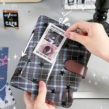 レトロな星柄チェックノートノートブック厚みのある高価値取り外し可能なルーズリーフノートブック学生用 - B6 星柄チェック柄(内側100ページ) - チェックする 2