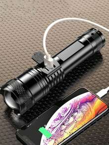 1/2pcs High Power 4900N Long Range LED Flashlight, Built-In 4-Level Battery Indicator, USB Rechargeable, Adjustable Zoom, Suitable For Tactical, Camping, Outdoor, Emergency Use, Great Gift For Valentine's Day, Mother's Day, Eid, Back To School, Christmas, Halloween - Multi-functional Flashlight - View 2