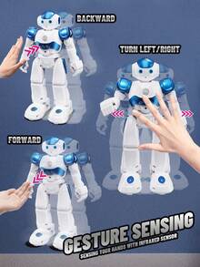 一款会走路、唱歌、跳舞的机器人玩具，配备无线遥控器和手势感应功能，适合3-9岁儿童。是情人节、生日、万圣节、新年或圣诞节的理想礼物。 - 彩色 - 查看 4
