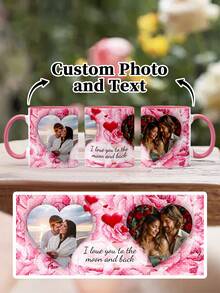 1pc 11Oz Custom Valentine's Day Mugs, Couple's Water Cups And Coffee Cups, Customized With Names And Hearts, Romantic Couple's Mugs, Customized Drink Cups, Customized Couple's Coffee Cups, Family Creative Gifts, Special Valentine's Day Love Gifts For Couples - Style 7 - View 9