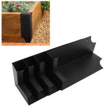 Soporte de esquina para cama de jardín de alta resistencia, soporte de jardinera de metal con ranura de fijación, kit de montaje para cama elevada de jardín - Negro - Ver 9