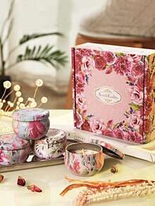 1 pezzo/4 pezzi Set di terapia con cera profumata, tazze di candele di cera di soia fatte in casa, decorazione floreale per matrimoni e vacanze, regalo perfetto per famiglia e amici, barattoli di candele profumate per compleanno, San Valentino o Festa della Mamma, confezione regalo per aromaterapia - multicolore - Visualizzare 2