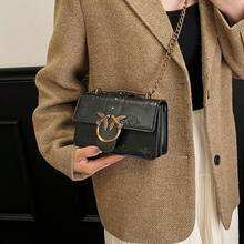 Chain Swallow Bag Vintage Women's Bag Versatile Shoulder Crossbody Bag Small Square Bag Underarm Bag - 壓痕黑 - 查看 6