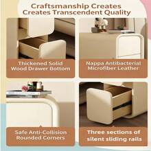 时尚奶油色法式实木床头柜 - 纤薄 9.85 英寸宽，现代简约设计，带抽屉，独立式，无需组装 - 杏色 - 查看 5