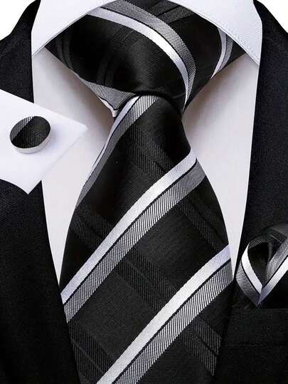 Men Tie Sets Classic Fashion Necktie Set With Cufflink For Business Party