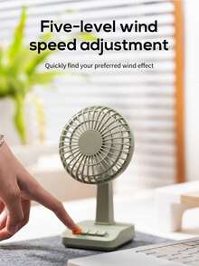 ViSSKO 5-Speed Retro Desk Fan | Unique Natural Wind Mode Simulates Outdoor Feeling, Adjustable Tilt Angle, Quiet Operation 0.2-0.9A, A Silent & Cooling Companion For Study Room & Office - Multicolor - View 2