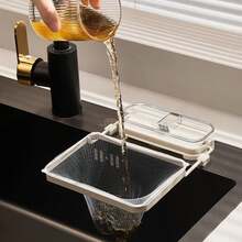 Suction Cup Sink Strainer & Drainer Basket With Shelf, Detachable Mesh Bag For Kitchen Sinks Organizing Food Waste - Multicolor - View 5