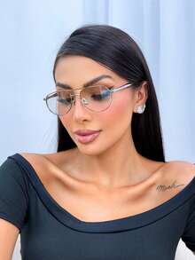 OCULOS OVAL TRANSPARENTE   Vintage    blogueira  DA MODA UV400 - Cinza - Visão 1