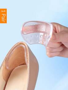 1 Pair 4D Silicone Heel Grips, Transparent Invisible Anti-Friction Heel Protector For Women, Suitable For High Heels, Loafers, Half Size Shoes - Clear - View 9