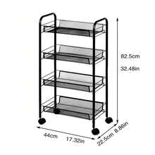 3/4 Tier Kitchen Storage Trolley Cart With Wheels Bathroom Laundry Rolling Rack 99*37*26cm,Black/ White - Multicolor - View 9