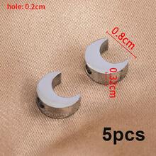 5pcs Stainless Steel Smooth Moon Shaped Beads, Suitable For Beading Or Making Jewelry Pendants DIY Craft Supplies - Stainless Steel Moon Beads - View 9