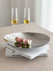 1 Stück nordischer Stil Edelstahl Obstplatte, hochwertige Dessertschale, elegante Nachmittagstee Süßigkeiten Platte, Zuhause Snack Serviertablett, Luxus Wohndekoration, Kaffeetisch Obstplatte, Aufbewahrungstablett - Silber - Übersicht 8