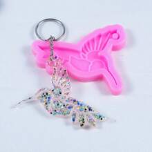 1pc Hummingbird Silicone Mold For Glossy Resin Crafts - Perfect For Keychains, Pendants, And Jewelry Making - Pink - View 5