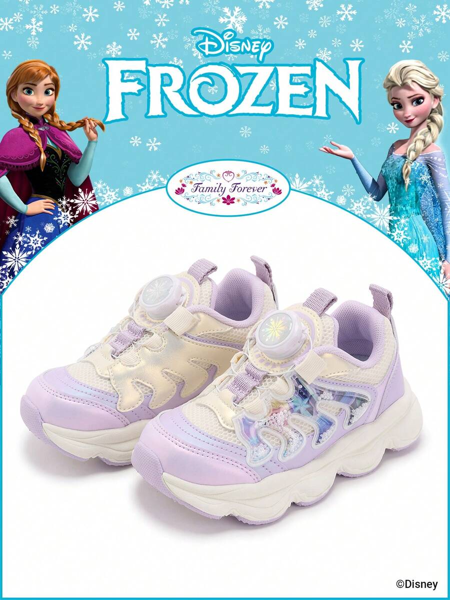 Disney 1 Pair Frozen Themed Children's Athletic Shoes, Including Princess, Anna Princess And Arendelle Princess Sneakers, Suitable For Daily, Holiday Sports And Outdoor Wear. Comfortable, Non-Slip Soles, Breathable. - Pink - View 1