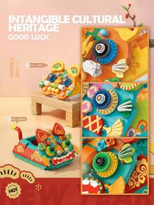 LOZ 400pcs/420pcs Traditional Chinese Culture Tiger Head Shoe Building Blocks Set, Qilin Assembling Blocks Model Toy, Lucky Blocks, Collectible Souvenir, Best Holiday & Birthday Gift - Multicolor - View 6