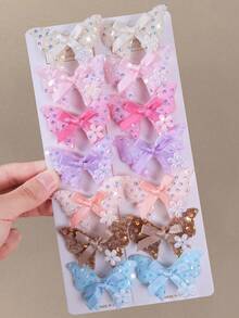 7pcs/Set Girls Colorful Sequin Fabric Butterfly Hair Clips, Minimalist Side Bangs Clips, Simple & Versatile, Suitable For Daily Use And Back To School - Multicolor - View 3