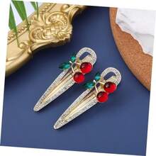 FRCOLOR 2 pinzas para el pelo de cereza dulce con diamantes de imitación pinzas para el pelo de cerezo horquillas accesorios para el cab para mujeres y niñas - Color Variado - Ver 7