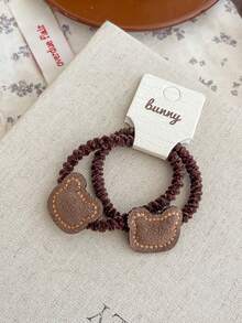 2pcs Cute Bear Apple Hair Bands Fruit Pink Girls Headband Headwear Rubber Elastic Headband Hair Accessories Headdress - Multicolor - View 8