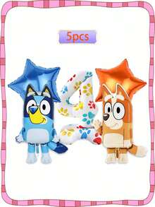 Bluey Party Balloons Party Decorations Cute Polka Dot Footprints Birthday Numbers 1-9 Party Decorations Party Small Gift Bluey Character Birthday Balloon Set Beautiful Balloon Party Arrangement - Multicolor - View 17
