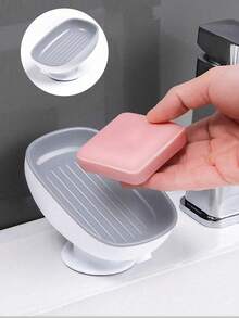 2pcs Soap Box, Household Soap Dish, Wall-Mounted Drainless, No Water Accumulation, Suction Cup Bathroom Organizer, Simple Style Creative New Design Bathroom Accessories Bathroom Tools - Soap Box - View 3
