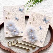 2pcs/Set Wedding Vow Cards, Elegant Minimalist DIY Bride & Groom Confession Notebook With 2pcs Writing Pens, Love Theme Wedding Announcement Party Supplies - Multicolor - View 6