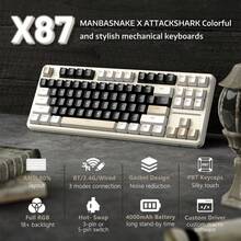 Bàn phím không dây ATTACK SHARK X87, bàn phím cơ tùy chỉnh có thể thay thế nóng với gioăng 75%, bàn phím chơi game ba chế độ 2.4G/USB-C/BT5.0 có đèn nền RGB, pin 4000mAh, phím PBT in cạnh bên, dành cho Windows/ PC/ Linux/ Game thủ, quà tặng ngày lễ, quà tặng cho trẻ em, năm mới 2026 - Màu Monnlit Night/ / Cheese/ Purple White - Nhiều màu - Xem 14