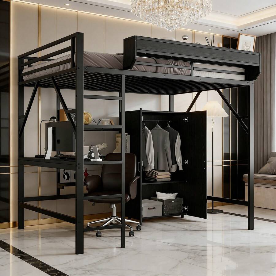 Barnsängramar, sänggavlar och fotgavlar - Svart + MDF + Metall - Visa 1