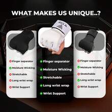 Vendas de Gel Boxeo, Guantes Interiores para Hombre y Mujer, Correa de muñeca de 80 cm, Soporte Acolchado para Nudillos, Vendas sin Dedos para Entrenamiento de MMA - Blanco - Ver 12