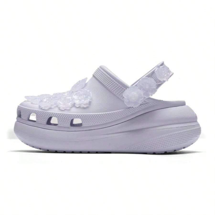 Crocs Dép bít mũi rỗng nhẹ, kiểu dáng cổ điển với họa tiết hoa, thích hợp cho cả nam và nữ, thoải mái khi sử dụng hàng ngày, ngoài trời, thể thao và dạo chơi. - Sương giá tím - Xem 1
