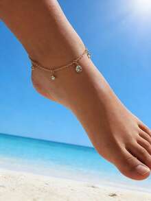 1 pieza Tobillera minimalista de moda con rhinestones - Amarillo Oro - Ver 1