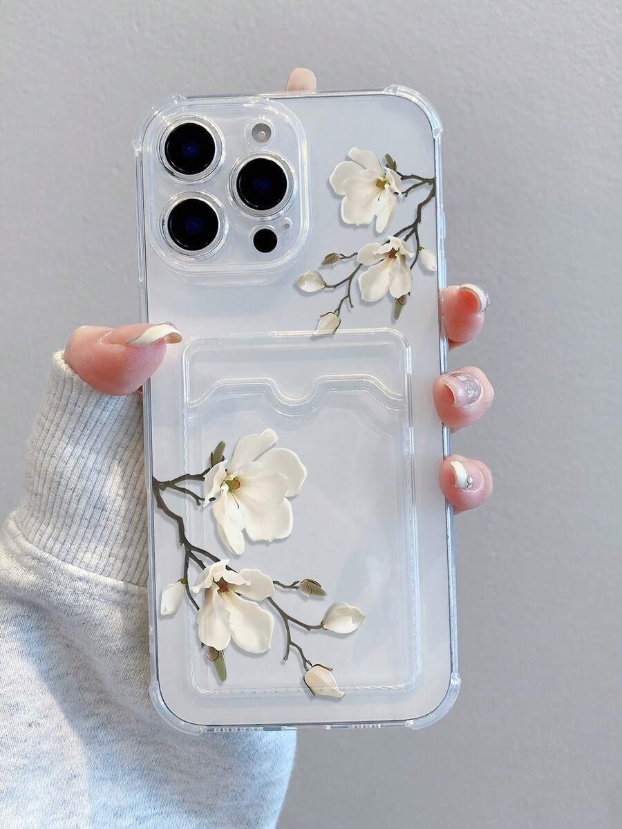 1个加厚透明防摔UV透明卡槽TPU保护壳，简约白色花纹设计，兼容、Galaxy S25 Ultra、S24 Ultra、Galaxy S23/S23 Plus/S23 Ultra/S23 FE/S22 Ultra - 彩色 - 查看 1