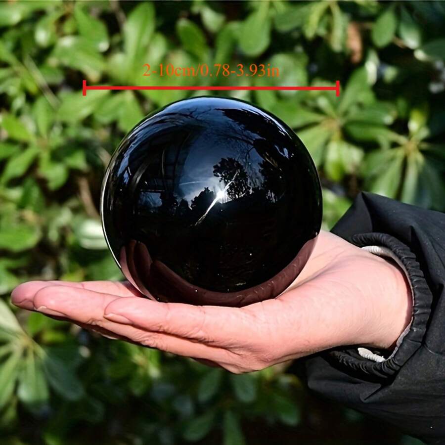 1pc Black Obsidian & Quartz Crystal Ball | Classic Stone Sphere, Suitable For Office & Home Decor, Ideal Birthday & Holiday Gift, Desktop Display - Black - View 1