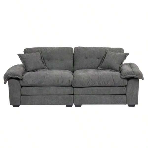 Deep Two-Seater Sofa In Chenille Upholstery, 213 Cm Wide, With Double-Layer Cushions (Memory Foam + Pocket Springs) – Comfortable Two-Seater Sofa For Small Living Rooms, Apartments And Offices