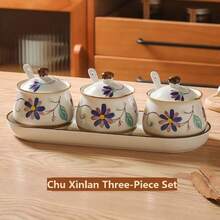 Japanese Ceramic Seasoning Jar And Spice Box - Creative Salt Jar And Spice Box Set - Home Kitchen Storage Canister - Home Kitchen Supplies - Multicolor - View 14