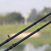 Black Faux Wood Handle Carbon Fiber Fishing Rod - 180cm/70.86inch - EVA One-Piece Grip - Suitable For Both Fresh And Salt Water. - 黑色 - 查看 4