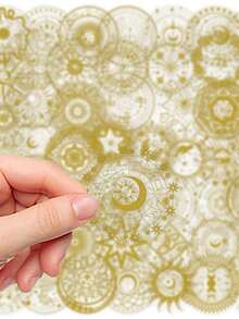 50pcs Magic Moon & Sun Foil Stickers Elegant Aesthetic Art For Journal, Phone Case, Water Bottle, Tablet, Luggage, Waterproof Decals - Multicolor - View 4