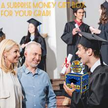 2-Pack 2026 Number Sticker Cash Gift Box, Surprise Piggy Bank, Transparent Bag Gift Suitable For Children And Adults, Includes 50 Transparent Bags - Give Cash Gifts To Loved Ones In A Fun Way - Blue - View 3