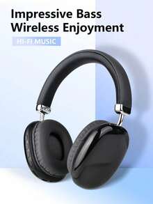 Cool Advanced Simplicity Style Wireless Headphones, Long Battery Life Over-Ear Headset With Adjustable Design, Ideal For Music, Sports, Gaming - Push Button Volume Control, Type-C Charging, Rechargeable Lithium Polymer Battery - Black - View 3