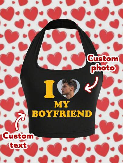 Áo hai dây cổ yếm gợi cảm phong cách Y2K thiết kế riêng, quà tặng Valentine cho bạn gái/vợ, áo hai dây cổ yếm in hình khuôn mặt cá nhân hóa.