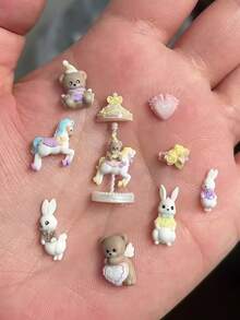 1pc Cute Nail Art Mold, Featuring Miniature Unicorn, Carousel, Bow, Bear, Rabbit, Frame, Wings Designs, Transparent Silicone Mold - Clear - View 6