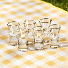 6 peças/12 peças, 15ml/0,5oz Mini Copos de Licor com Borda Dourada, Adequado para Bar, Pub, Clube, Restaurante e Uso Doméstico, Taças de Vinho de Casamento, Taças de Vinho para Festa - Multicolorido - Visão 3